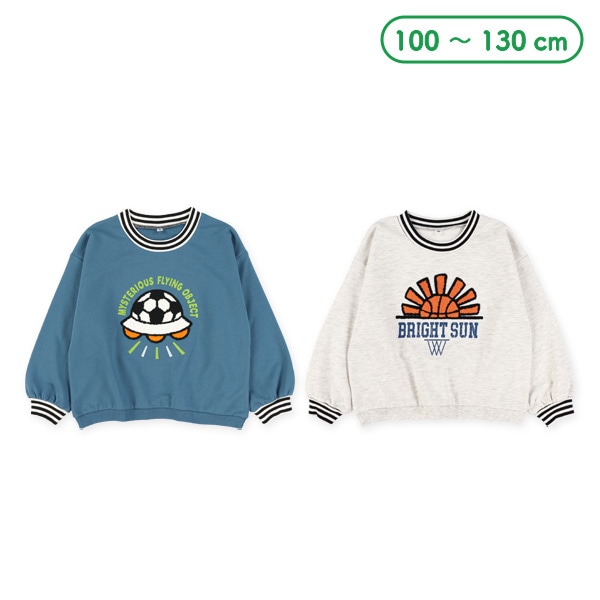 ミニ裏毛サガラ刺繍モチーフトレーナー