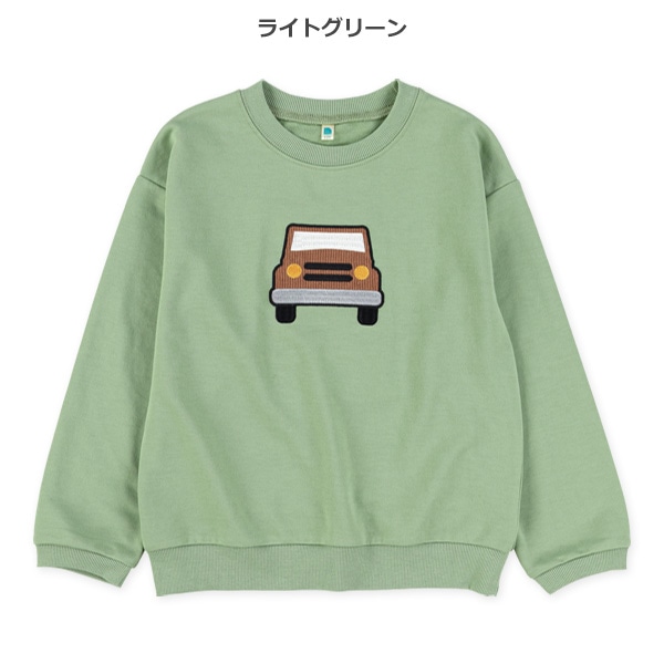 ミニ裏毛異素材くるまモチーフトレーナー