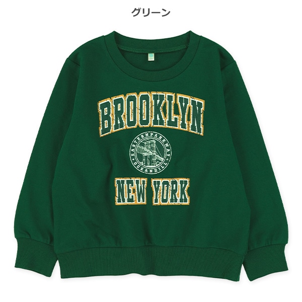 ミニ裏毛ヴィンテージ風英字ロゴ薄手トレーナー