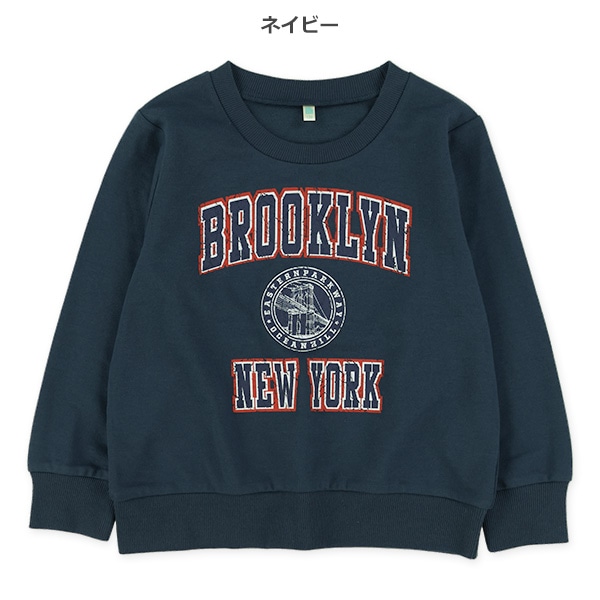 ミニ裏毛ヴィンテージ風英字ロゴ薄手トレーナー