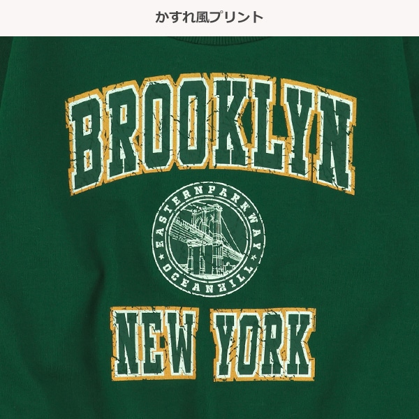 ミニ裏毛ヴィンテージ風英字ロゴ薄手トレーナー