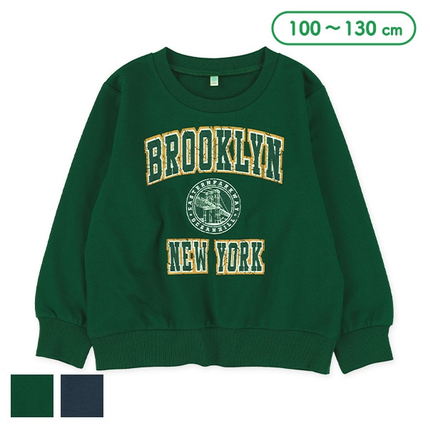 ミニ裏毛ヴィンテージ風英字ロゴ薄手トレーナー