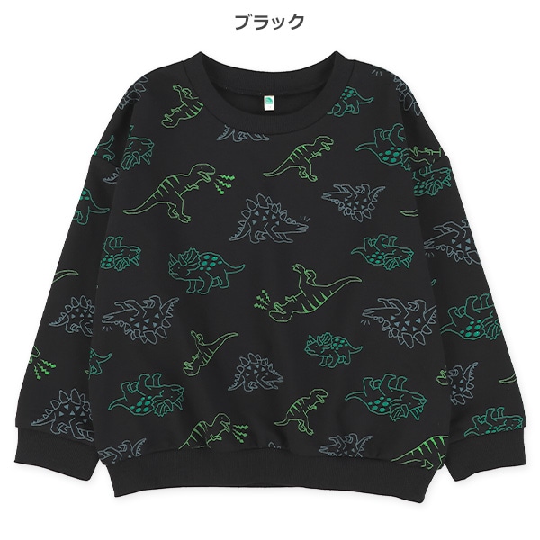 ミニ裏毛恐竜総柄ネオン風薄手トレーナー