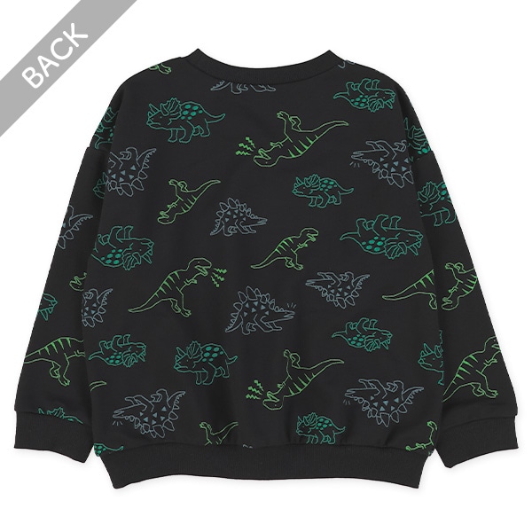 ミニ裏毛恐竜総柄ネオン風薄手トレーナー