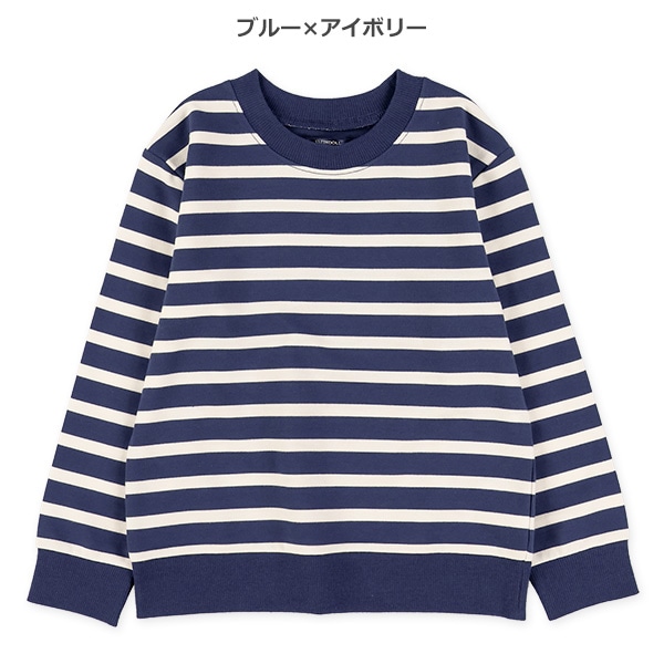 ミニ裏毛ボーダー薄手トレーナー