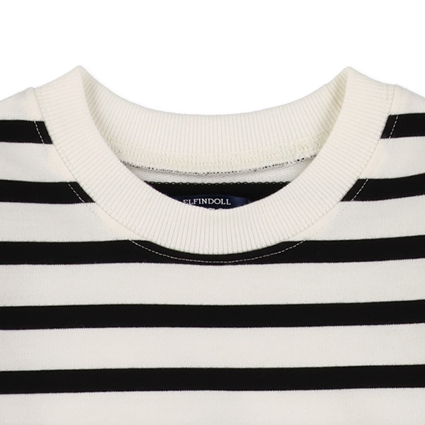 ミニ裏毛ボーダー薄手トレーナー