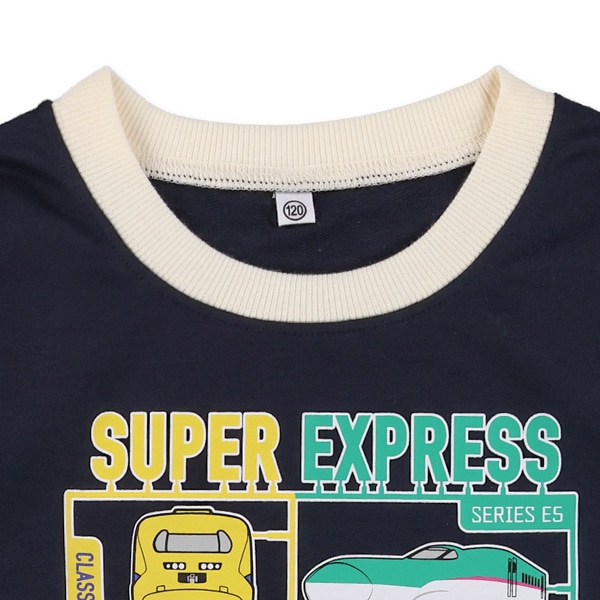 ミニ裏毛新幹線プリント薄手トレーナー