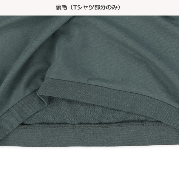 裏毛袖ラインレイヤード風薄手トレーナー