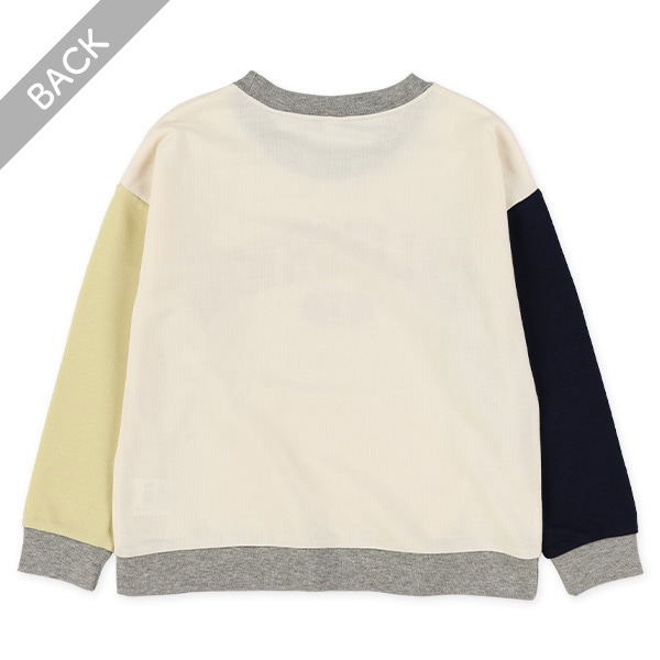 裏毛袖配色胸ロゴ薄手トレーナー