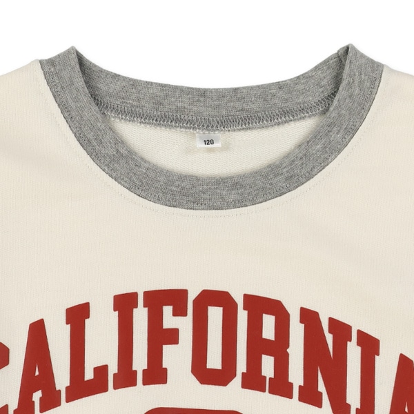 裏毛袖配色胸ロゴ薄手トレーナー