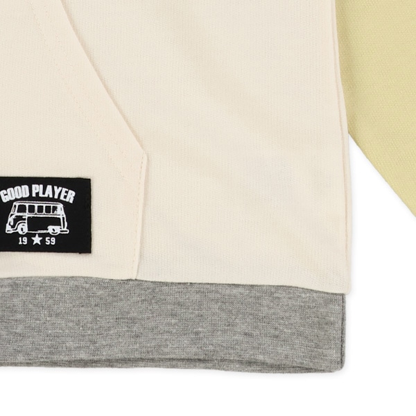 裏毛袖配色胸ロゴ薄手トレーナー