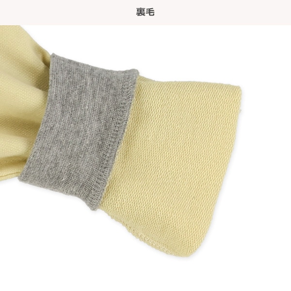 裏毛袖配色胸ロゴ薄手トレーナー