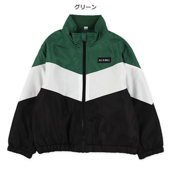 裏フリース胸ロゴ切り替えジャケット