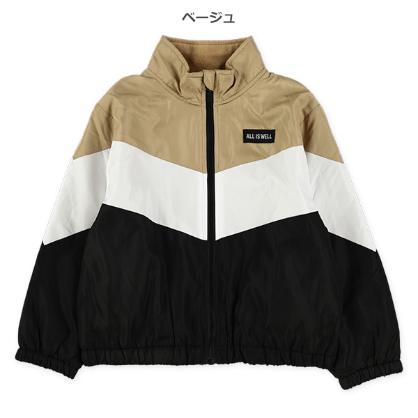 裏フリース胸ロゴ切り替えジャケット