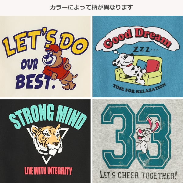 裏起毛アメカジ柄コミックトレーナー