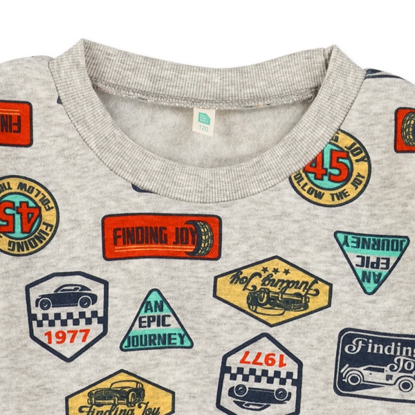 裏起毛トラ・ステッカー総柄トレーナー | 西松屋オンラインストア