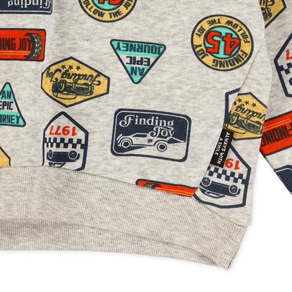 裏起毛トラ・ステッカー総柄トレーナー | 西松屋オンラインストア