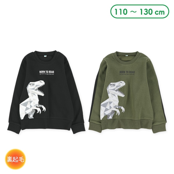裏起毛恐竜袖ライントレーナー