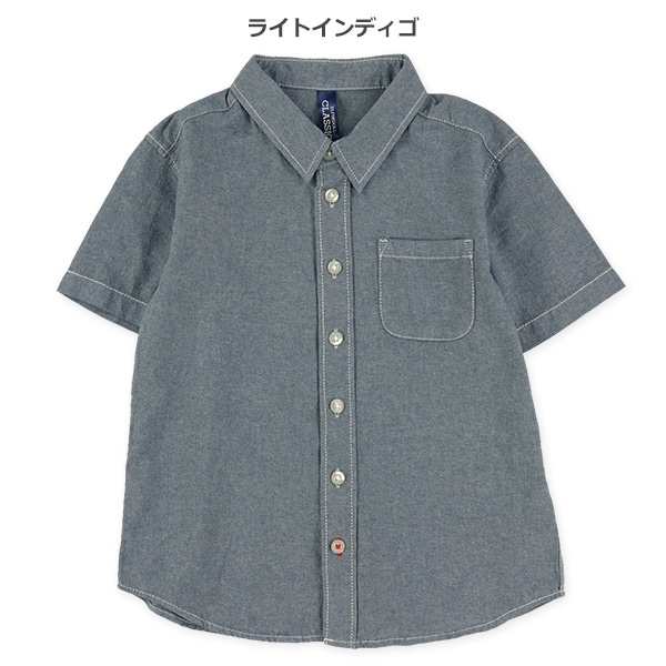 シャンブレー半袖シャツ