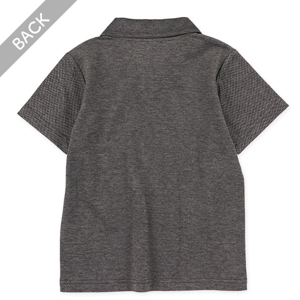 チェック柄ネクタイ付き半袖ポロシャツ