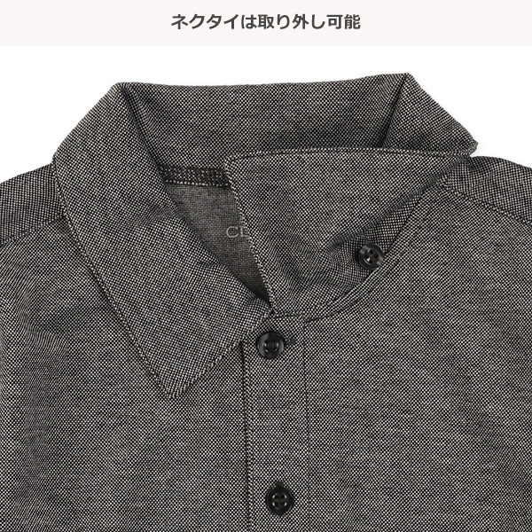 チェック柄ネクタイ付き半袖ポロシャツ