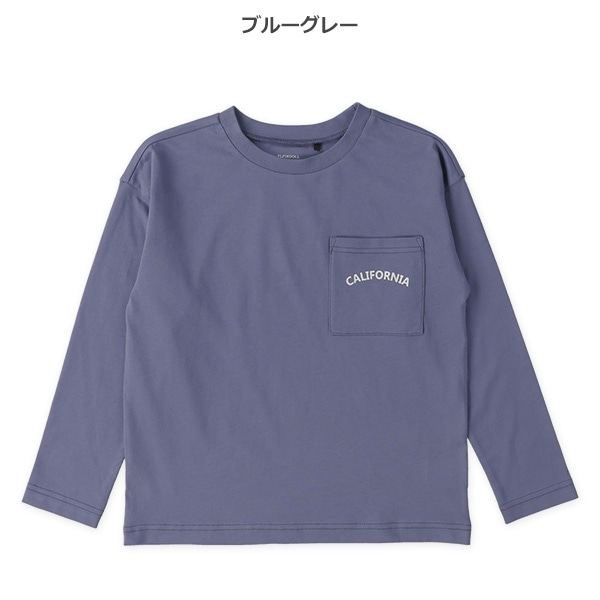 胸ロゴポケット付きワイド長袖Tシャツ