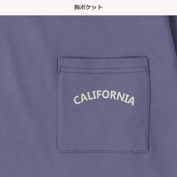 胸ロゴポケット付きワイド長袖Tシャツ
