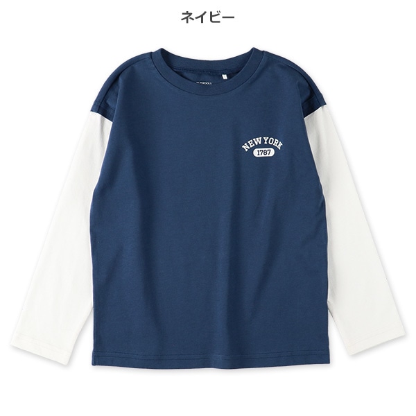 ワンポイントベストレイヤード風長袖Tシャツ
