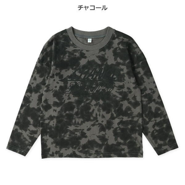 ムラ染め風プリント長袖Tシャツ