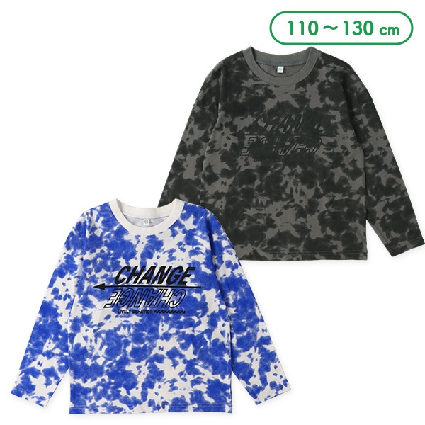 ムラ染め風プリント長袖Tシャツ