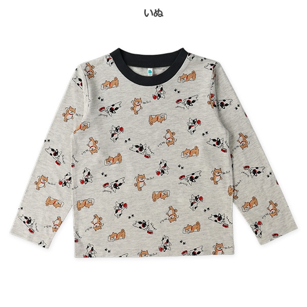 パン・いぬ総柄長袖Tシャツ