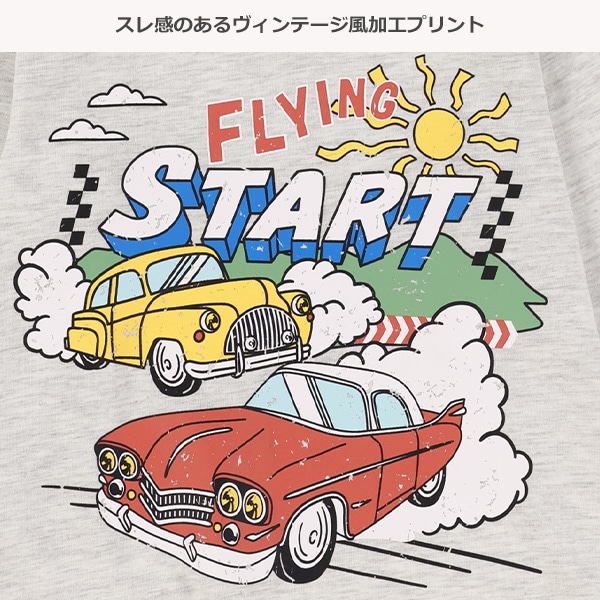 アメ車英字ヴィンテージ風プリント長袖Tシャツ