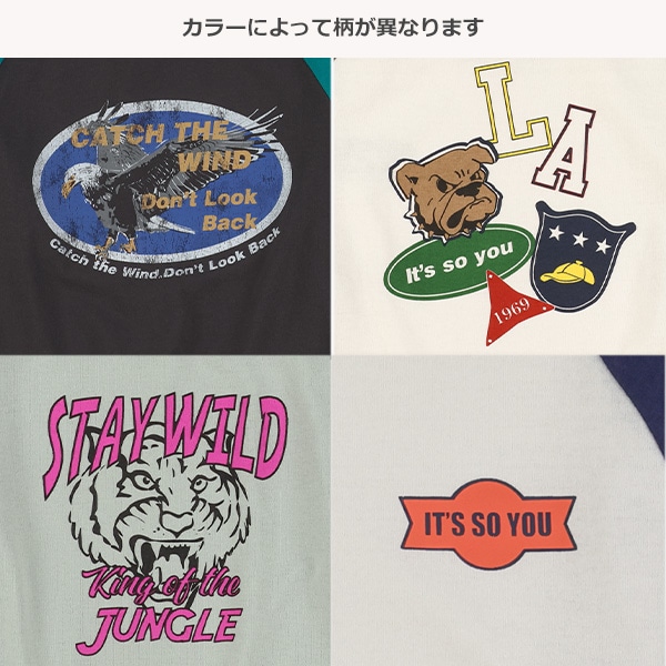配色アメカジラグラン長袖Tシャツ