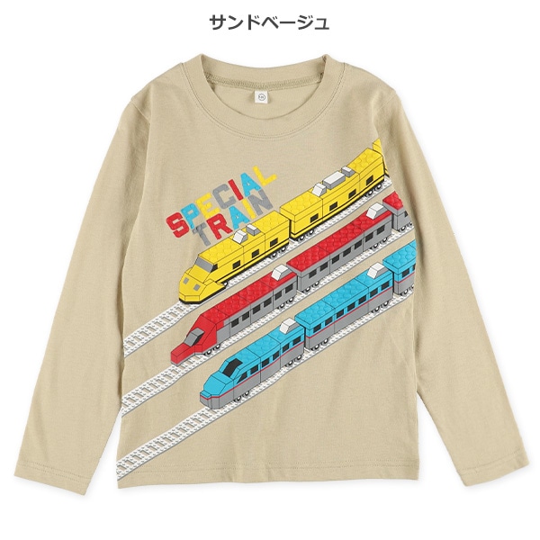 ブロック風発泡プリント長袖Tシャツ