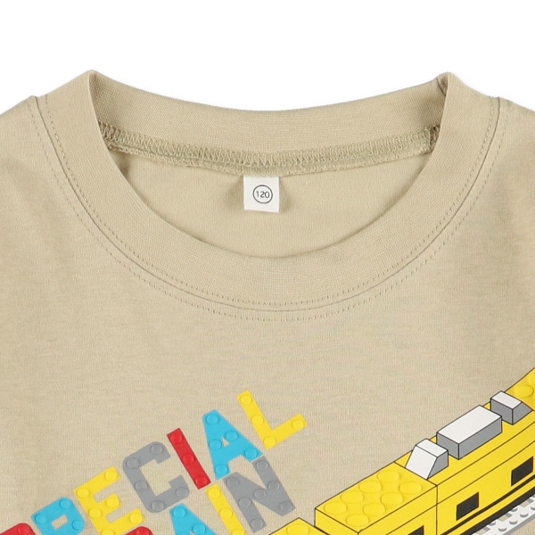 ブロック風発泡プリント長袖Tシャツ