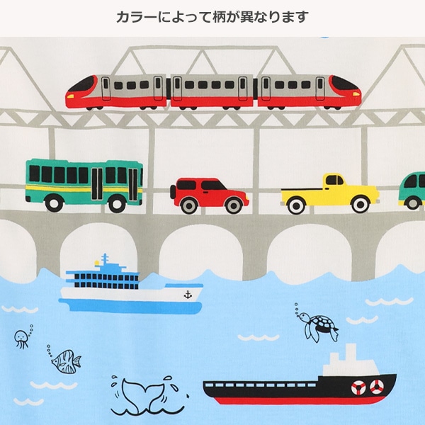 のりもの・はたらくくるまプリント長袖Tシャツ