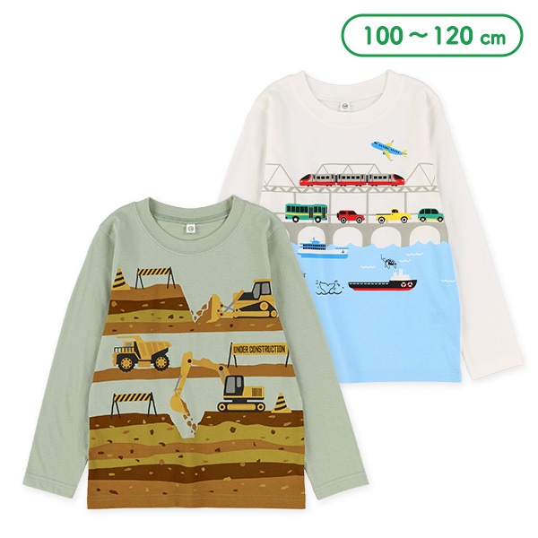 のりもの・はたらくくるまプリント長袖Tシャツ