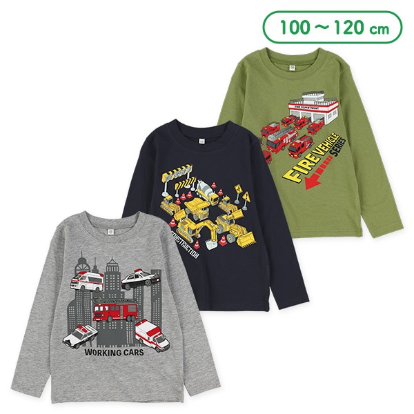 はたらくくるまロゴプリント長袖Tシャツ