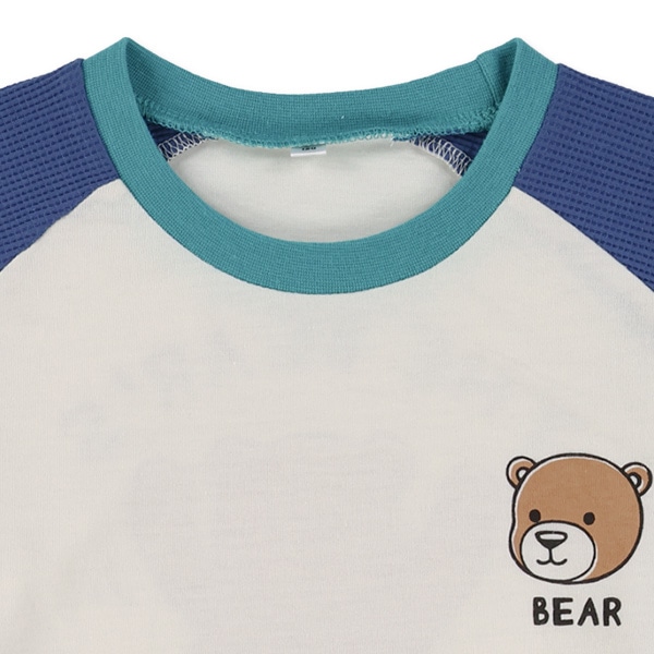 袖ワッフルバックプリント付きアニマル長袖Tシャツ