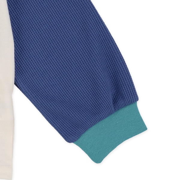 袖ワッフルバックプリント付きアニマル長袖Tシャツ