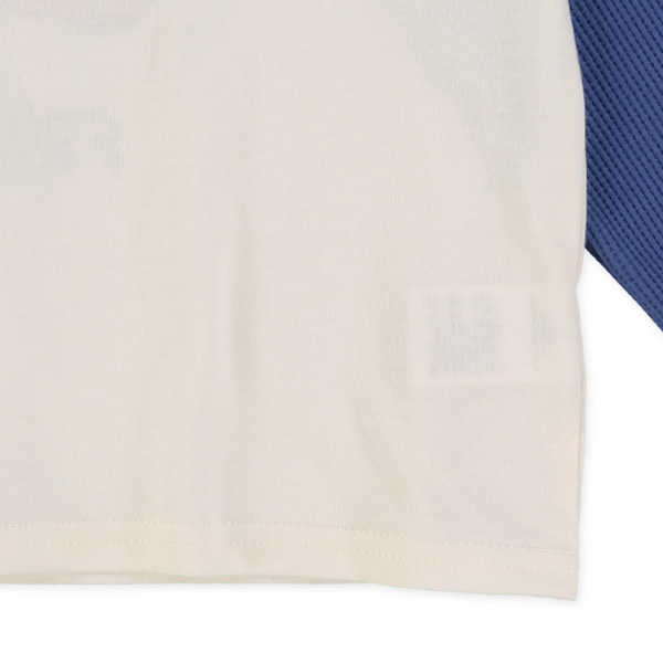 袖ワッフルバックプリント付きアニマル長袖Tシャツ