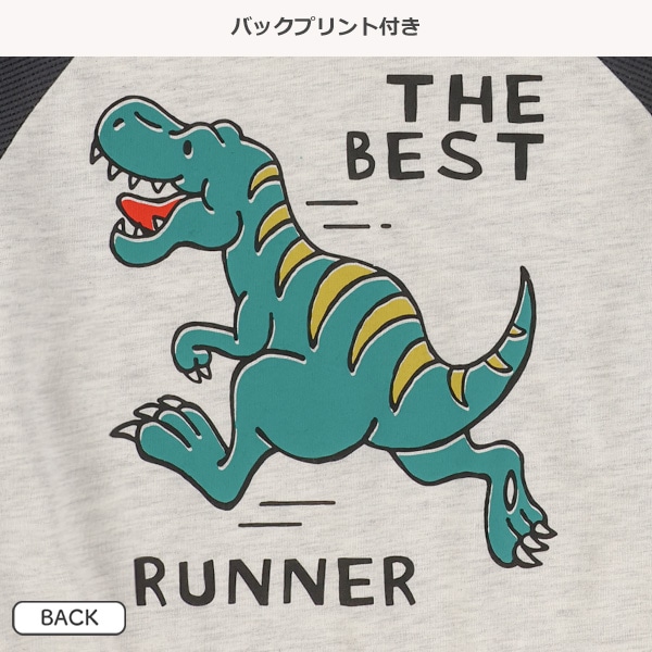 袖ワッフルバックプリント付きアニマル長袖Tシャツ