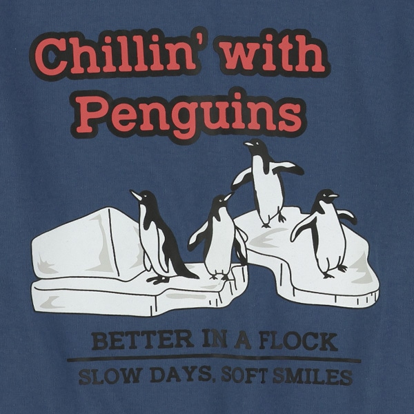 ペンギン・飛行機ロゴプリント長袖Tシャツ