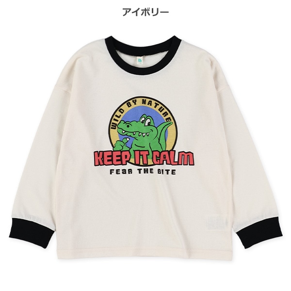 ワニロゴアメカジプリント長袖Tシャツ
