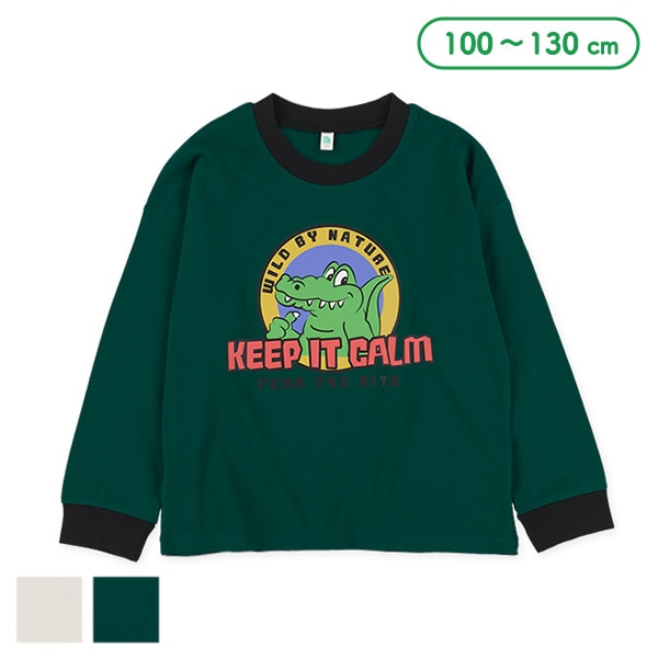 ワニロゴアメカジプリント長袖Tシャツ