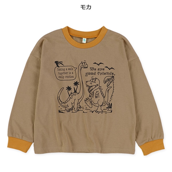 コミック恐竜プリント長袖Tシャツ