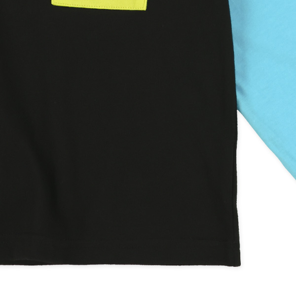 袖配色長袖Tシャツ
