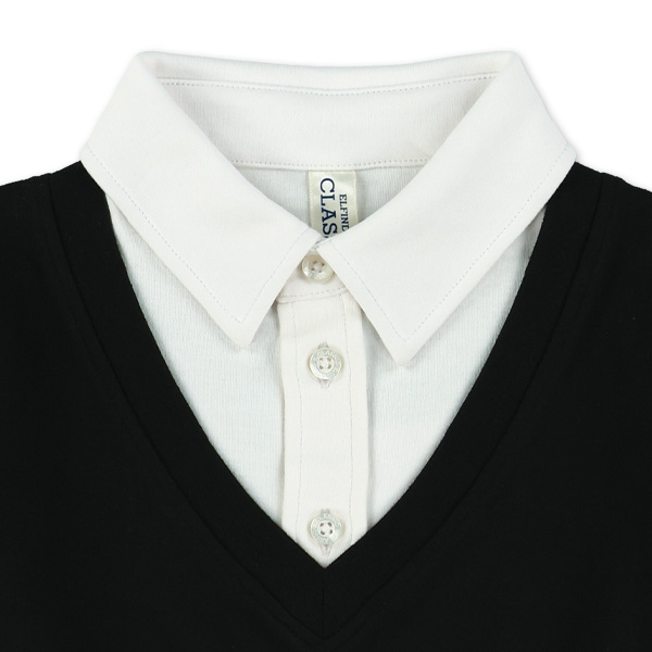 ベスト切り替え風長袖ポロシャツ