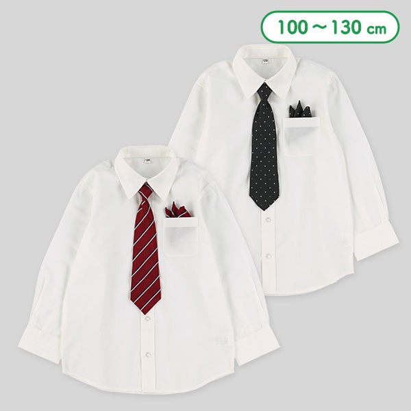 ネクタイ・チーフ付きフォーマル長袖シャツ