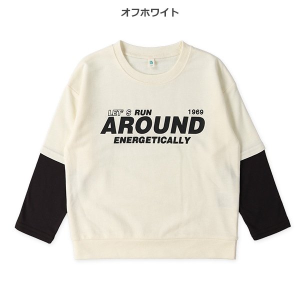 ミニ裏毛異素材レイヤード風長袖Tシャツ